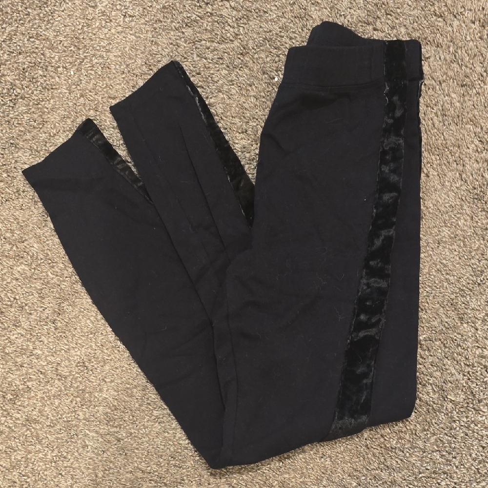 Express Black Leggings with Velvet Detail